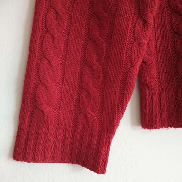 Taylor Marcs Sweater Pullover Jumper Women L/M* Red 100%Cashmere Cable Knit - Picture 3 of 6